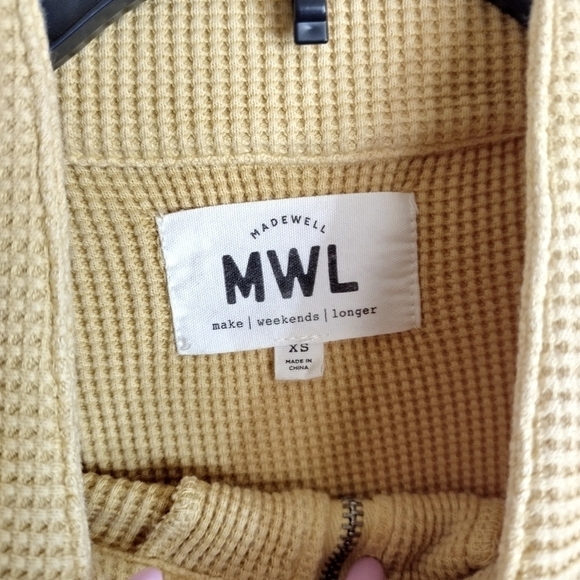 Madewell MWL Waffle Half-Zip Shirttail Sweatshirt sz Xs - Picture 5 of 8